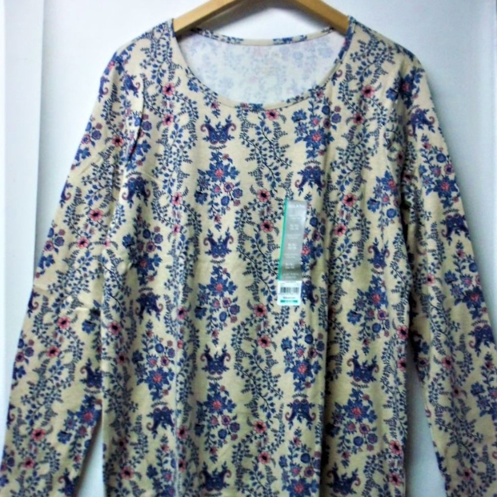 White Stag Paisley Long Sleeves Pullover Top NWT